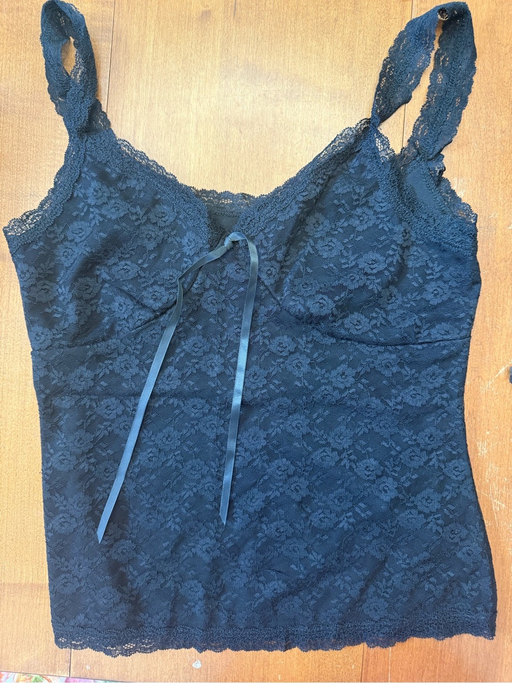 Brandy Melville Black Lace Camisole with Ribbon Detail